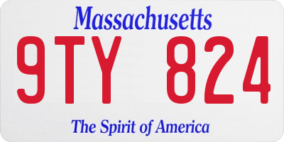MA license plate 9TY824