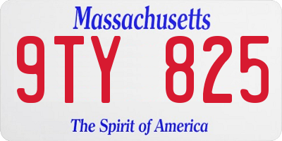 MA license plate 9TY825