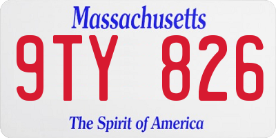 MA license plate 9TY826