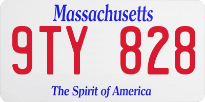 MA license plate 9TY828