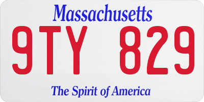 MA license plate 9TY829