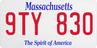 MA license plate 9TY830