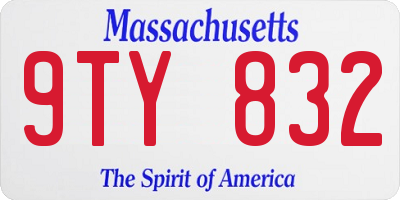 MA license plate 9TY832