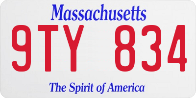MA license plate 9TY834