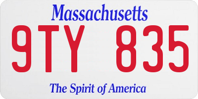 MA license plate 9TY835