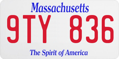MA license plate 9TY836