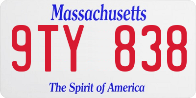 MA license plate 9TY838