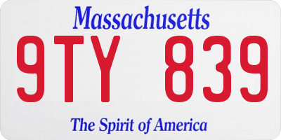 MA license plate 9TY839