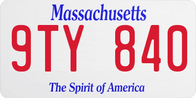 MA license plate 9TY840