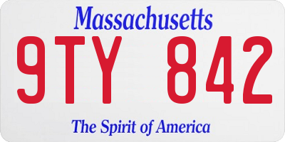 MA license plate 9TY842