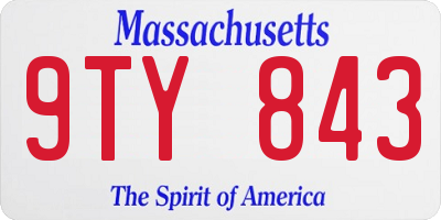 MA license plate 9TY843