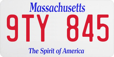 MA license plate 9TY845
