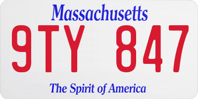 MA license plate 9TY847