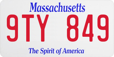 MA license plate 9TY849