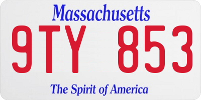 MA license plate 9TY853