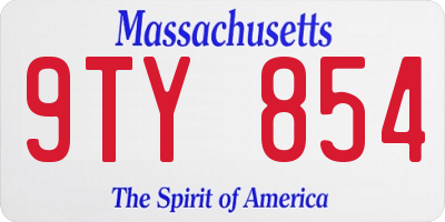 MA license plate 9TY854