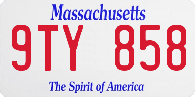MA license plate 9TY858