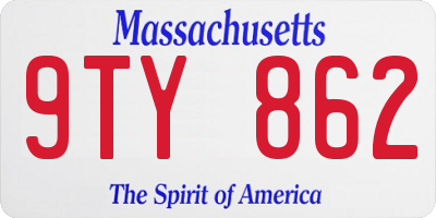 MA license plate 9TY862