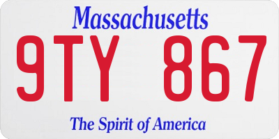 MA license plate 9TY867
