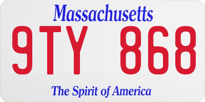 MA license plate 9TY868