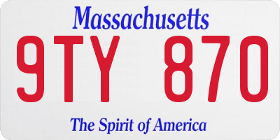MA license plate 9TY870
