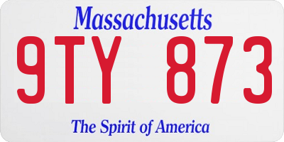 MA license plate 9TY873