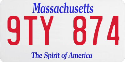 MA license plate 9TY874