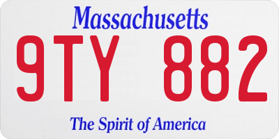 MA license plate 9TY882