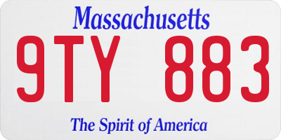 MA license plate 9TY883