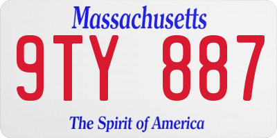 MA license plate 9TY887