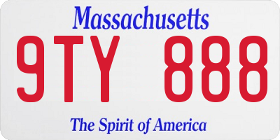 MA license plate 9TY888
