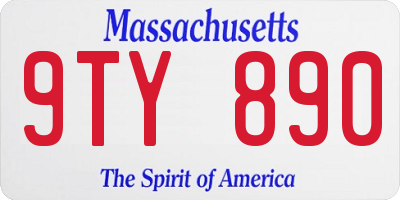 MA license plate 9TY890