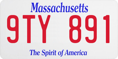 MA license plate 9TY891