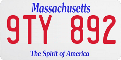 MA license plate 9TY892