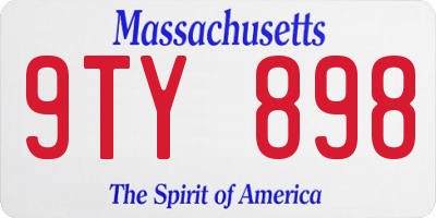 MA license plate 9TY898