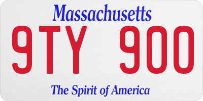 MA license plate 9TY900