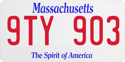 MA license plate 9TY903