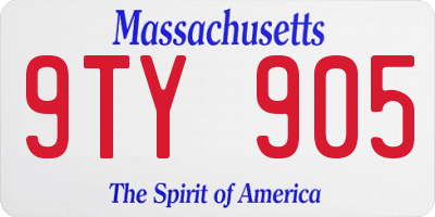 MA license plate 9TY905