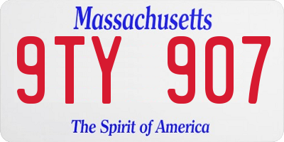 MA license plate 9TY907