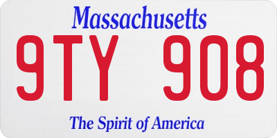 MA license plate 9TY908