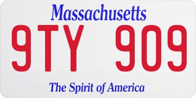 MA license plate 9TY909