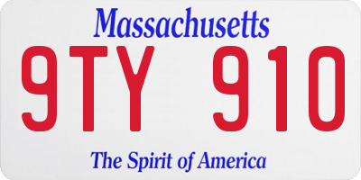 MA license plate 9TY910