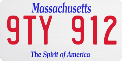 MA license plate 9TY912