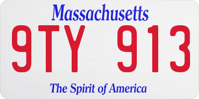 MA license plate 9TY913