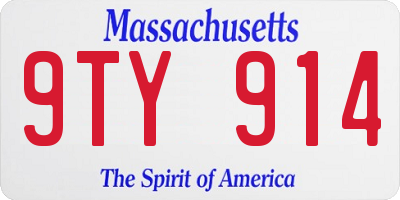 MA license plate 9TY914
