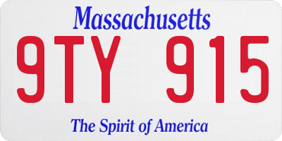 MA license plate 9TY915