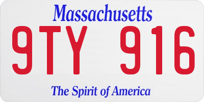 MA license plate 9TY916