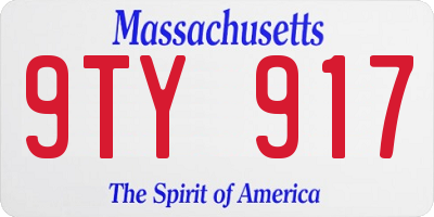 MA license plate 9TY917