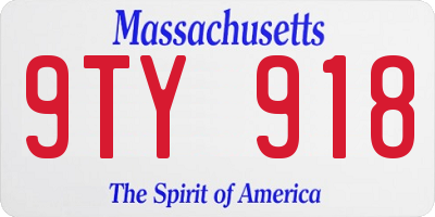 MA license plate 9TY918