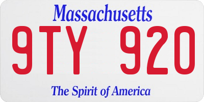 MA license plate 9TY920